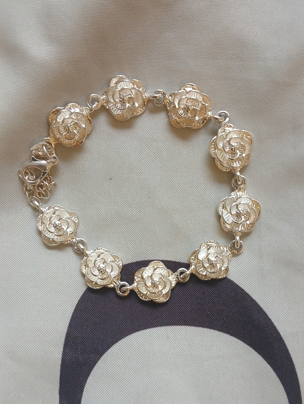 Gold Floral Link Bracelet - Women Jewelry 925